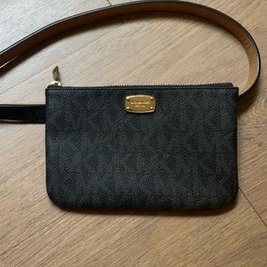 Michael Kors black monogram belt fanny pack